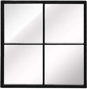 Square Window Wall Mirror,Metal Window Pane Mirror,Black,60 x2 x60 cm