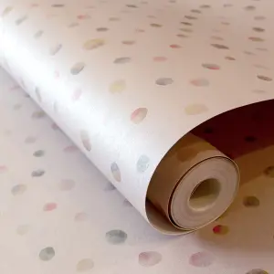 Galerie Great Kids Rose Smooth Glitter Watercolor Dots Wallpaper Roll