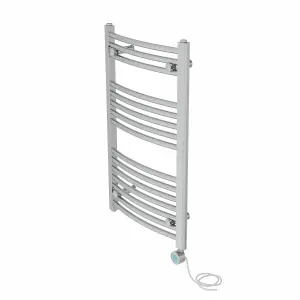 Right Radiators Prefilled Thermostatic Electric Heated Towel Rail Curved Bathroom Ladder Warmer - Chrome 800x500 mm