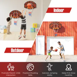 Costway Basketball Hoop Set Wall Mounted Basketball Game Set Kids Teens Adults