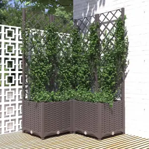 Berkfield Garden Planter with Trellis Brown 80x80x136 cm PP