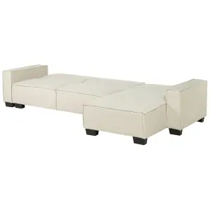 Corner Sofa ROMEDAL Beige Fabric Left Hand