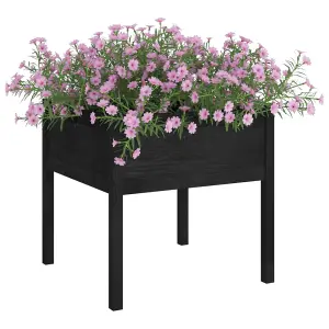 Berkfield Garden Planter Black 70x70x70 cm Solid Pinewood