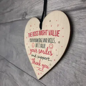 Red Ocean I Value You Colleague Wooden Hanging Heart Plaque Sign Friendship FRIEND Thank You Gift Plaque