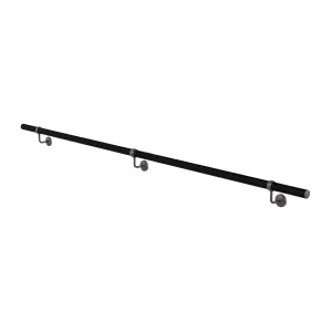 Matt Black Stair Handrail Kit & Matt Gunmetal Bracket 2.4m X 40mm