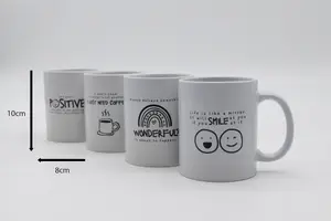 4pc Inspirational Ceramic White Mugs