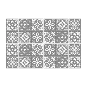 24 Pieces 15x15cm Bans Dark Grey Cement Spanish Tile Stickers