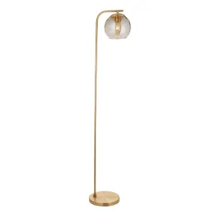 Devante Gold Effect and Champagne Lustre Dimple Shade Modern 1 Light Floor Light