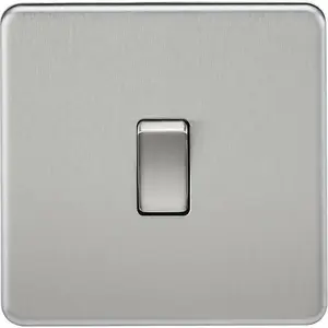 Knightsbridge Screwless Single Switch 1 Gang 20A 2 Pole Brushed Chrome - SF8341BC