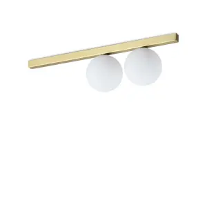 Ideal Lux Binomio 2 Light Globe Ceiling Light Brass