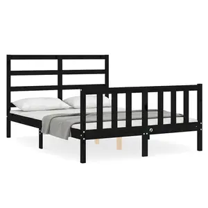 Berkfield Bed Frame with Headboard Black 140x190 cm Solid Wood