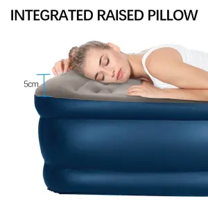 Alivio Inflatable Air Bed, Double Airbed Air Mattress Built in Pump - 152 x 203cm