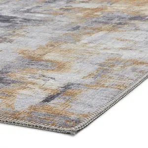 Grey Yellow Modern Easy to Clean Abstract Rug For Dining Room Bedroom Living Room-150cm X 230cm