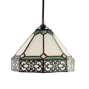 Classic 1920s Shabby Chic Pendant Light Shade with Metal Scrollwork Decoration