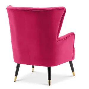 Velvet Dark Pink Camila Accent Wingback Chair with Footstool