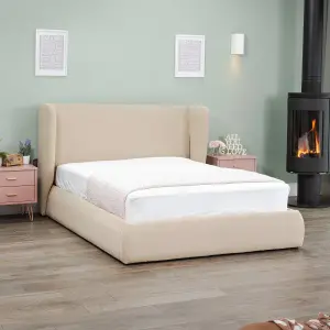 Harrington 135cm Boucle Ottoman Bed Frame - Beige