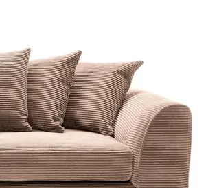 Jumbo Brown Cord 3 Seater Sofa for Living Room with Thick Luxury Deep Filled Cushioning