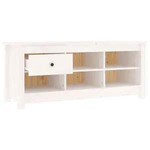 Berkfield Shoe Cabinet White 110x38x45.5 cm Solid Wood Pine