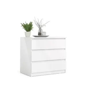 Esla High gloss white 3 Drawer Chest of drawers (H)700mm (W)770mm (D)500mm