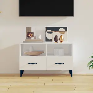 Berkfield TV Cabinet High Gloss White 80x36x50 cm Engineered Wood