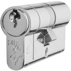 90mm EURO Double Cylinder Lock 6 Pin Polished Chrome Fire Rated Door Key Barrel