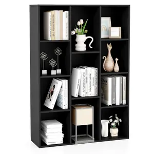 Costway 11-Cube Bookcase Modern Geometric Bookshelf Book Storage Organizer