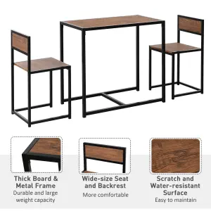 HOMCOM 3 Piece Dining Table Set with Metal Frame Natural