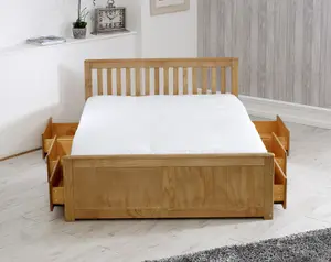 Mission Solid Wooden Storage Bed Frame -Waxed 4ft6 Double