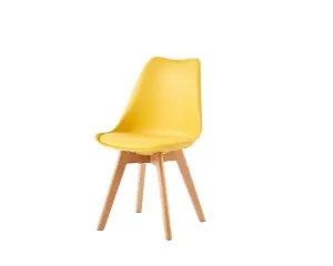 Single Dining Chair with Solid Wooden Legs and Seat Cushion Pad - Eva by MCC