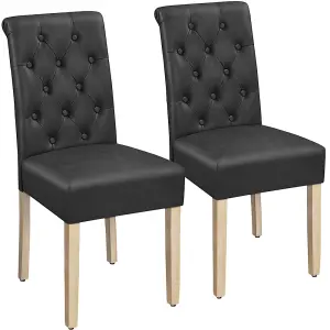 Yaheetech Set of 2 PU Leather Dining Chairs with High Back Dark Grey