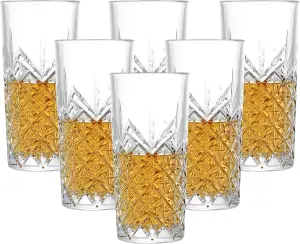 simpa 410ml Stately Highball Drinking Glasses, Set of 6