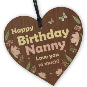 Red Ocean Birthday Gifts For Nanny Wooden Hanging Heart Nanny Gifts From Granddaughter Grandson Keepsake