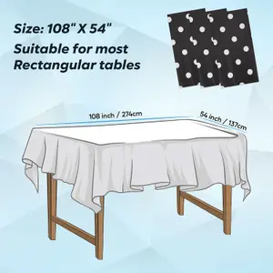 Neel Blue 54"x108" Plastic Tablecloth with Polka Dot Disposable Table Cover - Black