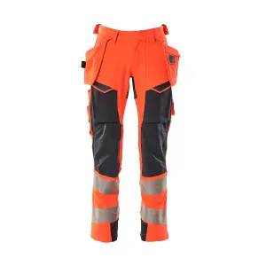 Mascot Accelerate Safe Trousers with Holster Pockets - Hi-Vis Red/Dark Navy   (38.5) (Leg Length - Long)