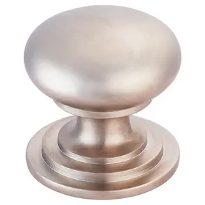 Victorian Round Cupboard Door Knob 38mm Dia Satin Nickel Cabinet Handle