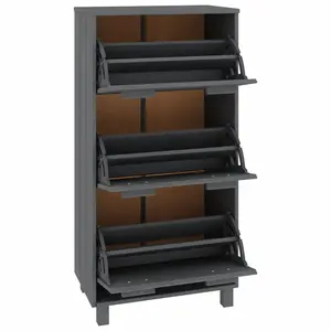 Shoe Cabinet HAMAR Dark Grey 59.5x35x117 cm Solid Wood Pine