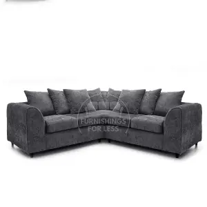 Monaco Chenille Fabric 5 Seater L Shaped Corner Sofa  Grey