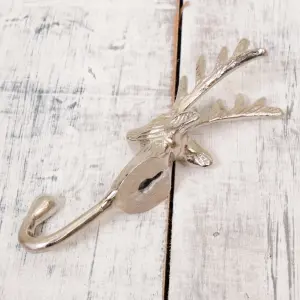 Traditional Silver Stag Coat Peg Hanger Wall Hook