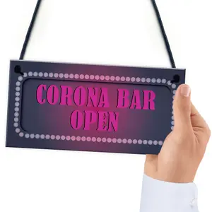 CORONA BAR OPEN Sign Neon Effect Home Bar Pub Man Cave Hanging Sign