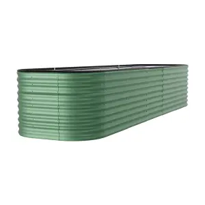 320cm W x 80cm D Light Green Bed Oval-Shaped Galvanized Steel Raised Garden Bed Outdoor Use Only