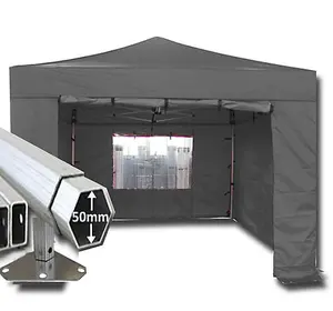 3m x 3m Extreme 50 Instant Shelter Pop Up Gazebos Frame, Canopy & Sides - Black