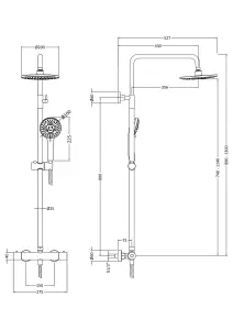 Round Thermostatic Shower Kit with Fixed Head & Adjustable Handset - Brushed Brass