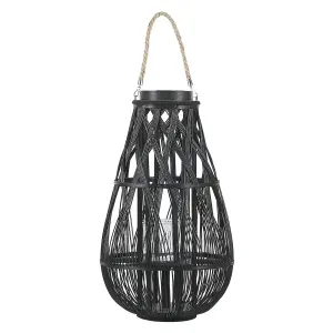 Beliani Rustic Lantern TONGA Wood Black