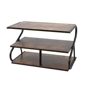 3 Tier Rustic Brown S Frame Wooden Shoe Storage Rack Organiser Shelf 60cm (W) x 35cm (D) x 40cm (H)