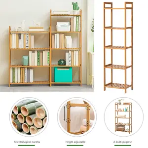 5 Tier Wood Shelf Unit Bookshelf Organizer for Living Room Home 350mm(W)