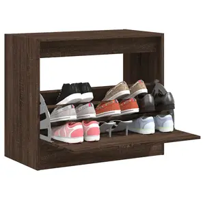 Berkfield Shoe Cabinet Brown Oak 80x42x69 cm Engineered Wood