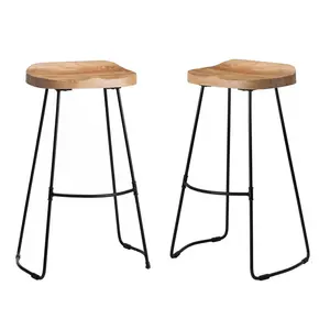 Gallitzin Solid Wood Kitchen Counter Bar Stool (Set of 2) Natural / Bar Stool (76.25cm Seat Height)