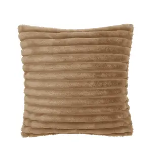 Catherine Lansfield Cosy Ribbed Faux Fur Soft Touch 45x45cm Cushion Natural