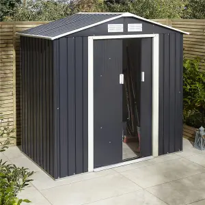 6 x 4 Double Door Metal Apex Shed (Dark Grey)