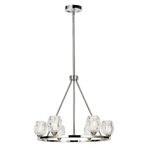 Elstead Rubin 6 Light Multi Arm Chandelier Polished Nickel Finish, G9